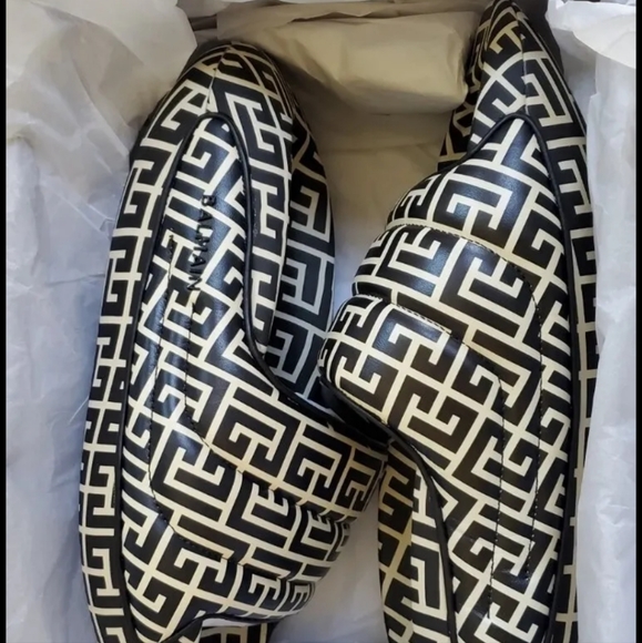 $895 Balmain Men's Black B-It Monogram-Printed Leather Slides SZ 8, 10, 11 12 13 - Picture 4 of 9